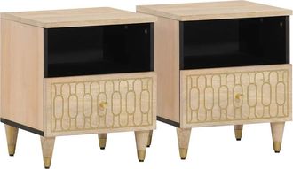 vidaXL Vidaxl - Mesitas De Noche 2 Uds Madera Maciza De Mango 40x33x46 Cm