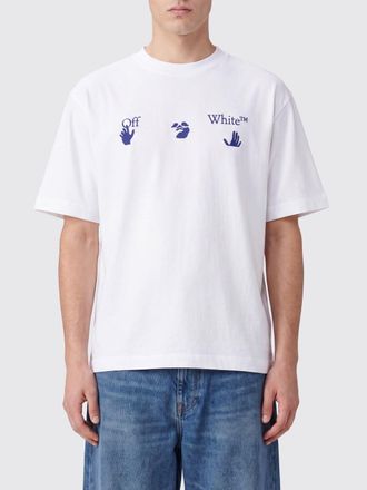 Off-white Cotton T-Shirt with Graphic Print and Rear Arrow Logo