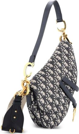 Dior Saddle Handbag with Strap Oblique Canvas Medium shoulder bag - Blauw