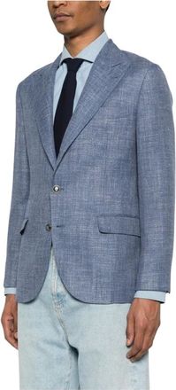 Brunello Cucinelli Brunello Cucinelli, Blazers, male, Blue, Size: 3XL Single-Breasted Blazer