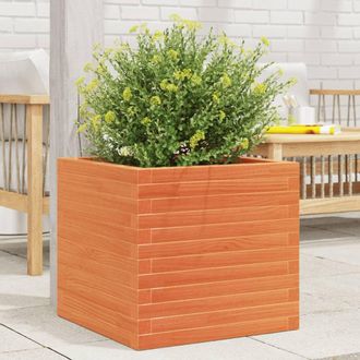 vidaXL Jardinera Exterior Madera Maciza Pino Marr&oacute;n Cera 50x50x46 Cm Vidaxl