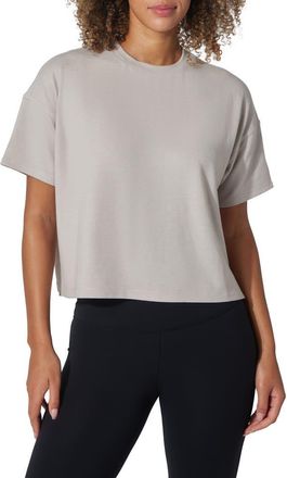 90 Degree by Reflex Peached Jersey Deluxe Boxy Cropped Tee in Shadow Rock/Chocolate Mousse at Nordstrom Rack, Size X-Large