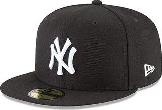 New Era New York Yankees Basic 59Fifty Fitted Cap Hat Black/White 11591127 (Size 7 5/8)