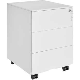 TecTake Cajonera con ruedas con 3 cajones y cerradura 39x45x55 cm blanco