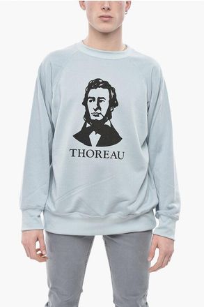Mountain Research Crewneck Sweatshirt THOREAU in Solid Color With Front Print size L
