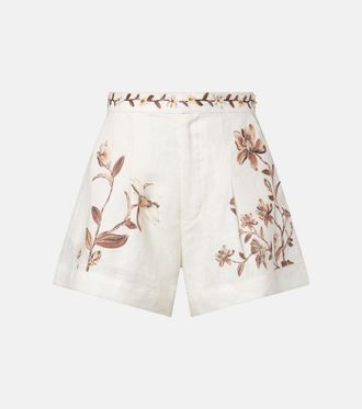 Agua Bendita Toronjil floral linen shorts