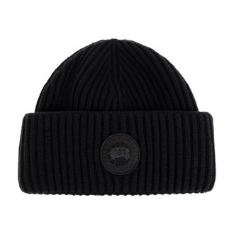 Canada Goose Logo Beanie - unisex - Canada Goose - Accessories - Black - ONE SIZE - Accessories