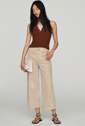 Maeve Colette Striped Crop Wide-Leg Jeans by Maeve