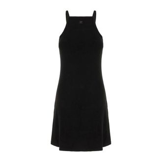 Courr&egrave;ges Short Dresses, female, Black, Size: L Logo-detail Mini Dress