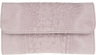 Girly HandBags Womens Croc Suede Clutch Bag Italian Leather - Light Pink