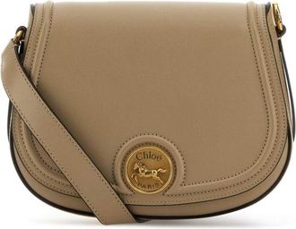 Chlo&eacute; Cappuccino Leather Horse Medal Crossbody Bag