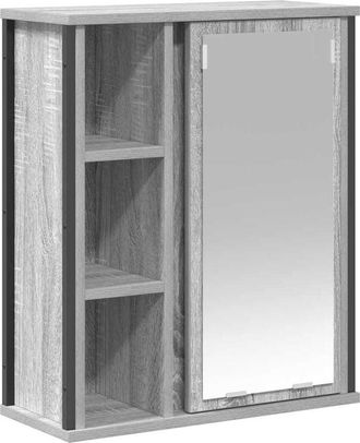 vidaXL Mueble de baño de pared con espejo gris Sonoma 50x21x60 cm Vidaxl