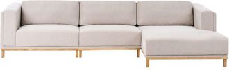 Beliani Sof&aacute; Esquinero Moderno Izquierdo 5 Plazas Patas De Madera Tela De Poli&eacute;ster Beige Claro Veng