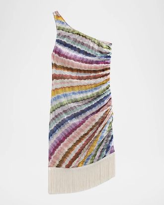 Missoni Tie-Dye Stripe One-Shoulder Mini Dress