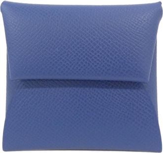 Herm&egrave;s Blue Epsom Leather Coin Purse/Coin Case (Pre-Owned)