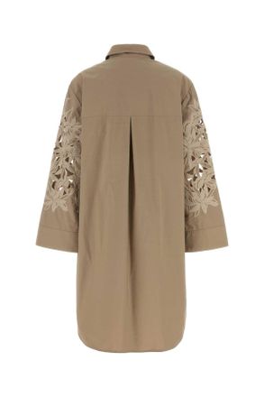 Agnona Womens Dove Grey Poplin Shirt Dress Lightbrownkhaki Abiti