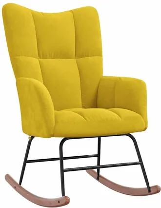 vidaXL Silla Mecedora De Terciopelo Amarillo Mostaza Vidaxl