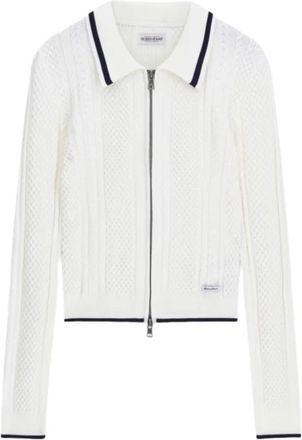 Guess GJ LS Polo Cable Zipped Sweater - Dames - Vesten - Wit - XS - Truien & Vesten