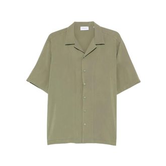 Family Fir$t Milano Short Sleeve Shirts, male, Green, Size: 2XL Camp-collar Short-sleeve Shirt