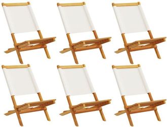 vidaXL Folding Garden Chairs 6 pcs Cream White Fabric and Solid Wood vidaXL