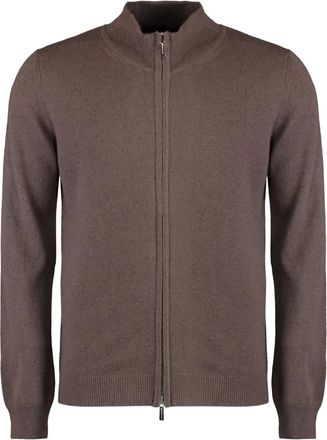 Moorer Cardigan Urbino con zip - Marrone