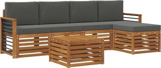 vidaXL Conjunto De Sof&aacute;s De Exterior 6 Uds. Natural Y Antracita Vidaxl