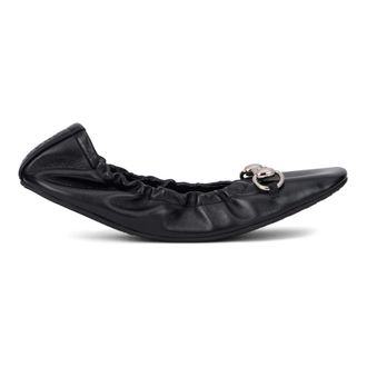 Gucci Schoenen, Dames, Zwart, 39 1/2 EU, Leer, Prima Ballet Flat