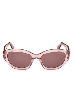 Tom Ford Penny 55mm Geometric Sunglasses in Shiny Dusty Rose /Brown at Nordstrom Rack