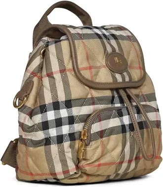 Burberry Womens Mini Backpack Horseshoe Sand Beige Polyamide Backpacks