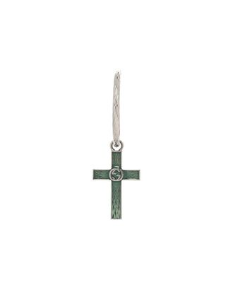 Gucci Enamel Interlocking G Hoop Cross Single Earring (Authentic Pre-Loved)