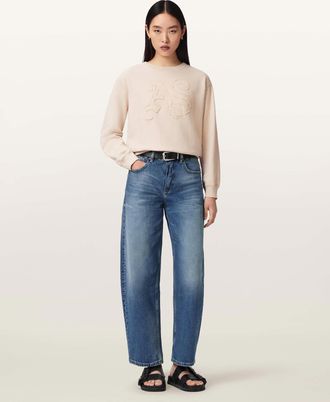 AllSaints Cotton Insignia Pippa Crew Neck Sweatshirt, Size: XS