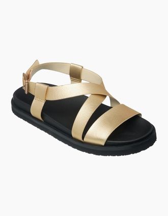 Roxy Womens Roxy Womens Zaho Crossed Sandals - Gold/Cream - Size: 7.5