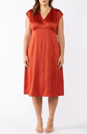 Estelle Burning Desert Satin Dress in Rusty Orange at Nordstrom, Size 20W