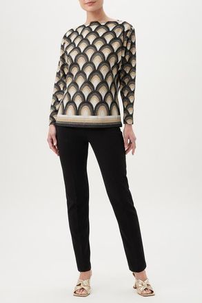 Trina Turk Minato Printed Knit Jacquard Long Sleeve Top in Multi at Nordstrom, Size Xx-Large