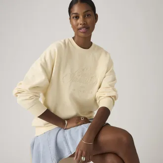 Levi's Graphic Vintage Oversized Crewneck Sweatshirt - Womens - XS - Orange / Royale Fancy Script Rutabaga