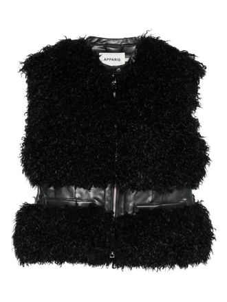 Apparis faux-fur sleeveless jacket - women - Polyester/Polyurethane - L - Black