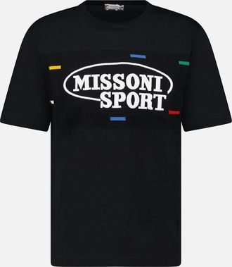Missoni Mens Missoni Sport Knitted Insert Logo T-Shirt Black Heritage - Size: 38