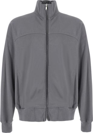Rick Owens Grey Zip Up Solid Sweatshirt