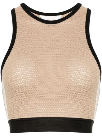 Palm Angels Beige Beige Knitted Cropped Top