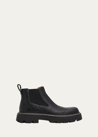 Bottega Veneta Mens Gum Military Leather Chelsea Boots