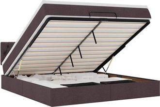vidaXL Estructura Cama Otomana Colch&oacute;n Tela Marr&oacute;n Oscuro 160x200 Cm Vidaxl