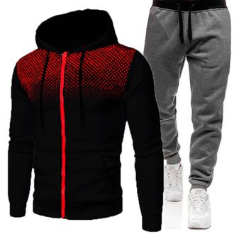 Generic Tracksuit Mens Full Set - Full Zip Hooded Jacket Sweatsuits Tracksuit Tops and Jogging Bottoms Set Active Sweatshirt Suit with Pockets Slim Fit Sports