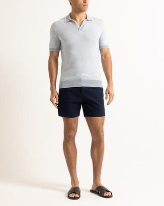 Orlebar Brown Horton Tailored Cotton Merino Polo With Contrast Tipping in Surfside Blue/white Sand at Nordstrom, Size X-Small