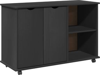 vidaXL Gabinete Rodante Gris 100 X 39 X 65,5 Cm Madera De Pino Macizo Vidaxl