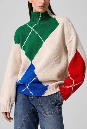 J.W.Anderson Womens Argyle pattern pure wool turtleneck