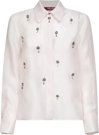 Max Mara Agi Zijde Organza Blouse - Dames - Overhemden - Roze - L - Organza - Overhemden
