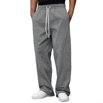 Generic Mens Joggers Sweatpants Elasticated Waist Fleece Lined Tracksuit Bottoms with Pockets Winter Wide Leg Sports Trousers for Gym Running Casual Wear