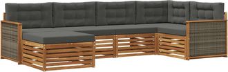 vidaXL Conjunto De Sof&aacute;s De Exterior 6 Uds. Natural Y Antracita Vidaxl