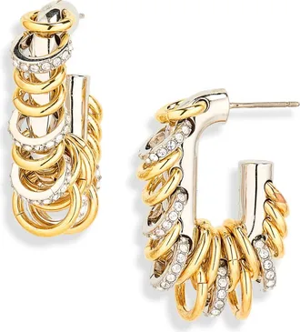 Paco Rabanne Small Punk XL Link Pierced Mixed Metal Open Oval Hoop Earrings in Gold/silver at Nordstrom