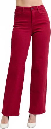 Judy Blue Heart Shaped Back Pockets Straight Jeans In Red